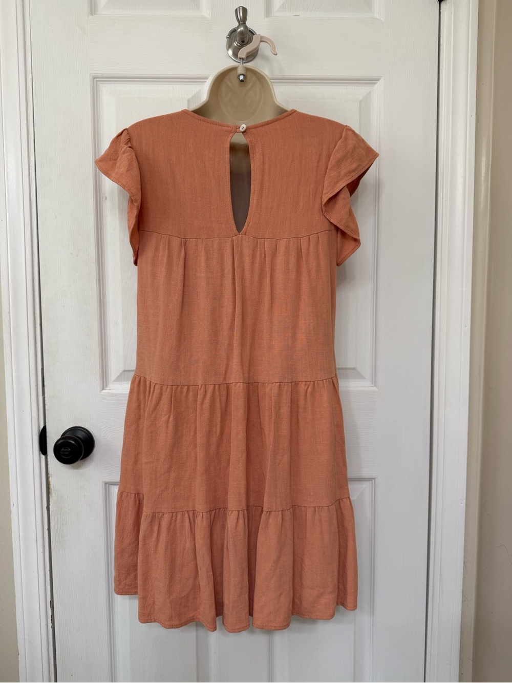 Altar’d State Theodora Peach Tiered Ruffle Sleeve Mini Dress XS - Picture 4 of 13